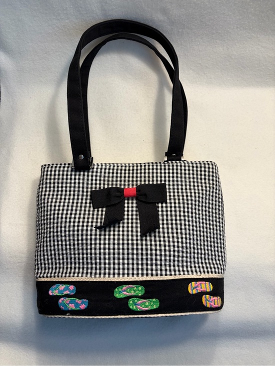 Braciano Handbags - BracianoBlack & White Gingham Tote with Bow Accent